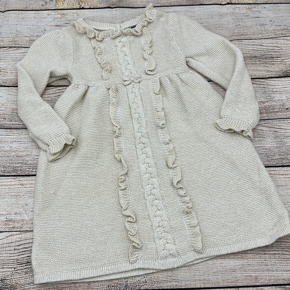 Janie and Jack Cream and Gold Sweater Dress Size 18 to 24 Months
